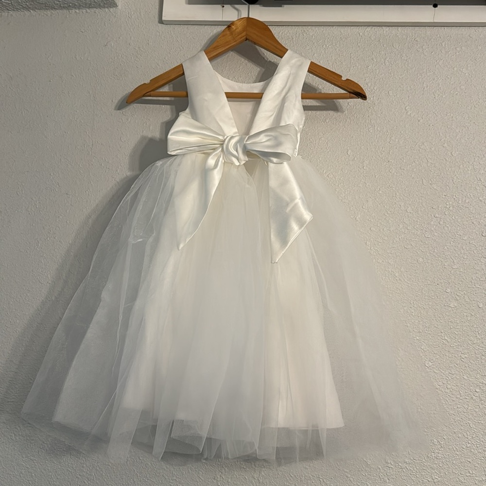 Girls flower girl dress! Ivory, tulle and satin.